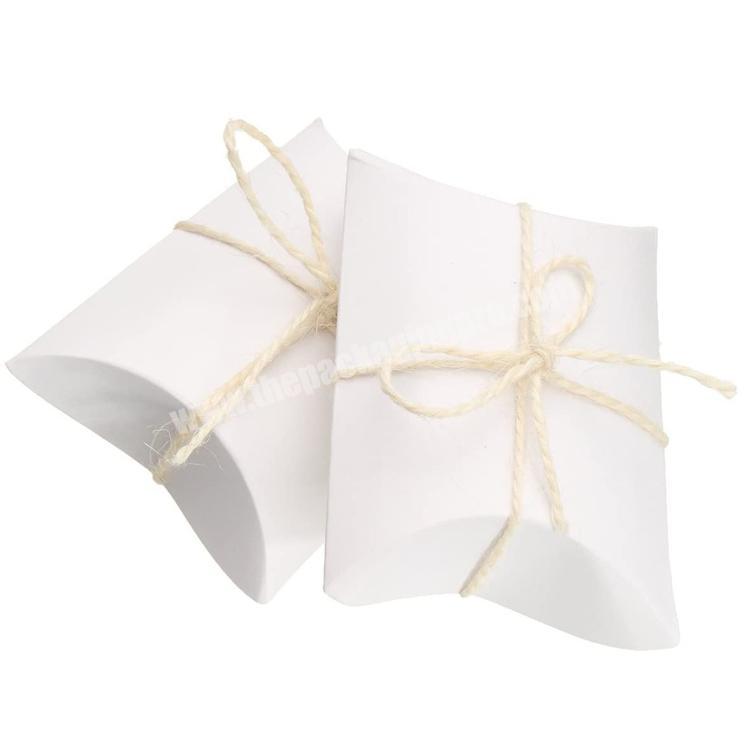 Gift Boxes Kraft Paper Vintage Natural Pillow packaging Boxes Candy Box for Wedding Party (White)