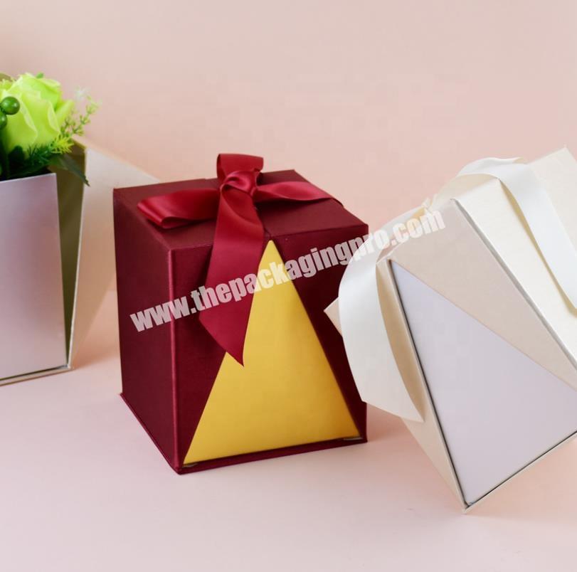 Gift Boxes Ribbon Tying, Custom Cardboard Cover Surface With Fabric For Gift Wedding Flower