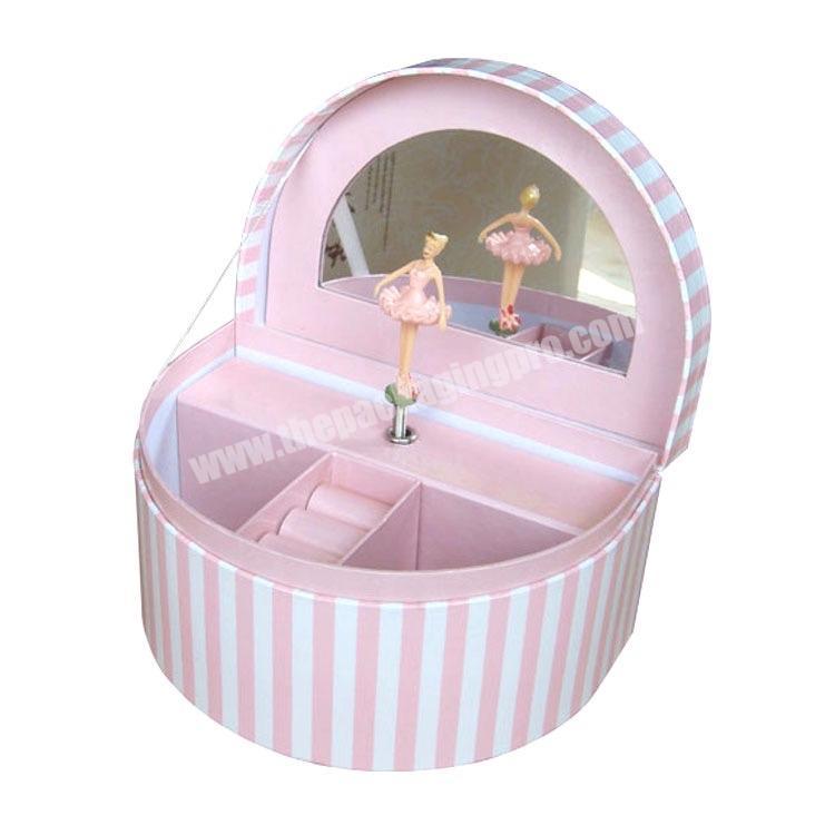 Girls Cheap Jewelry Boxes Wholesale Ballet Fascinating Storage Box Organizer Stripe Necklace Jewelry Gift Boxes With Mirror