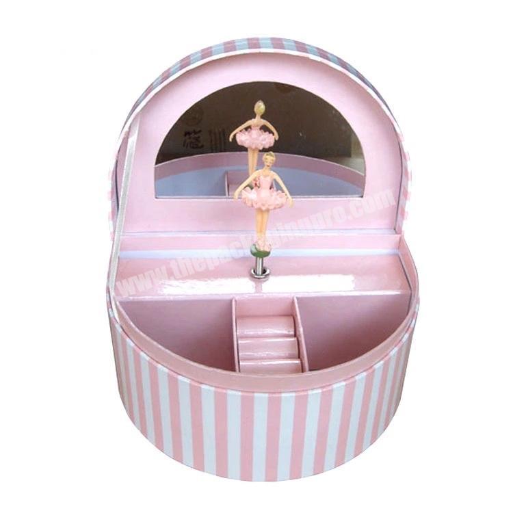 Wholesale Girls Cheap Jewelry Boxes Wholesale Ballet Fascinating Storage Box Organizer Stripe Necklace Jewelry Gift Boxes With Mirror