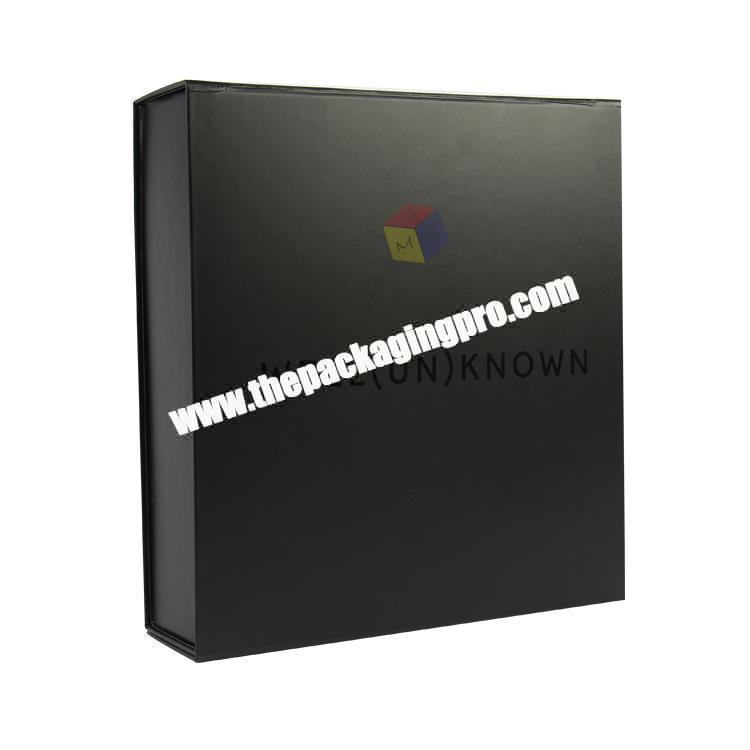 glossy logo magnetic luxury black cardboard folding box
