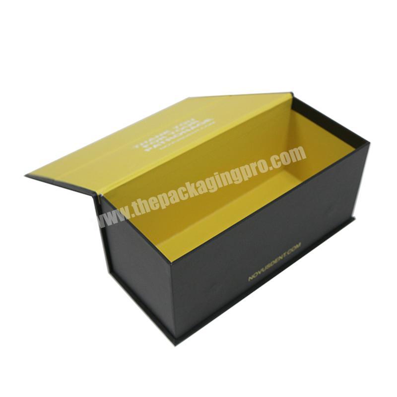 Glossy printed square box black paper paperboard box For hair packaging