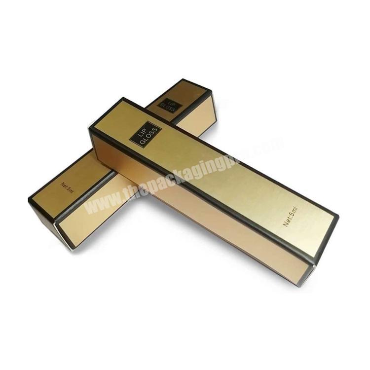 Gold and Black Lip Gloss Packaging Boxes Kraft Paper Matte Empty Box Tube Foldable Wrapping Box