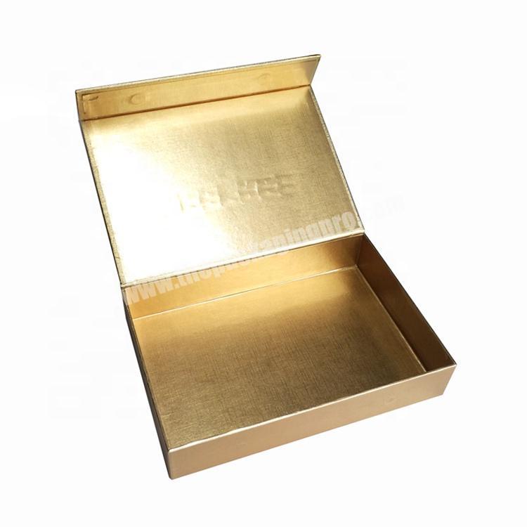 Gold Cardboard Paper Packaging Clamshell Cosmetics Wedding Dress Gift Box With Magnetic Closure