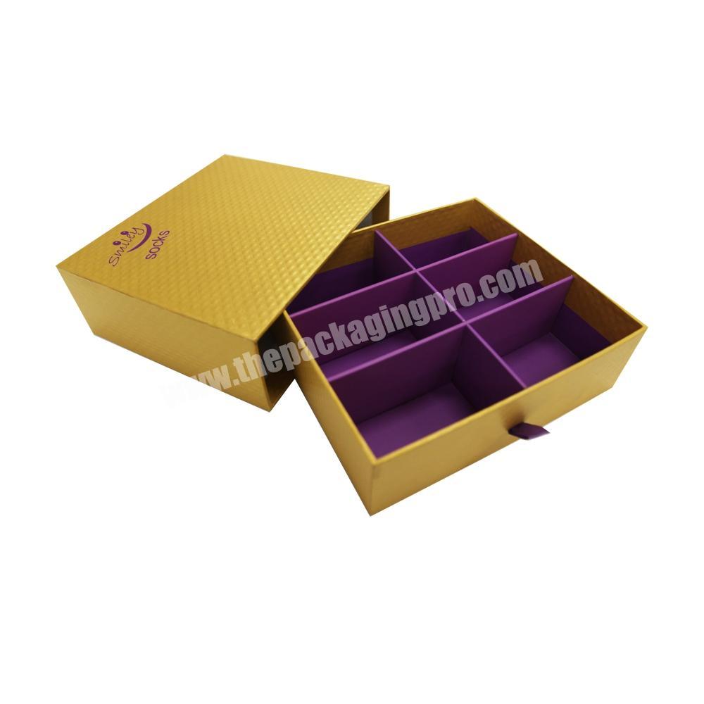 Gold fancy paper custom logo sliding drawer paper gift box for cosmetics packaging