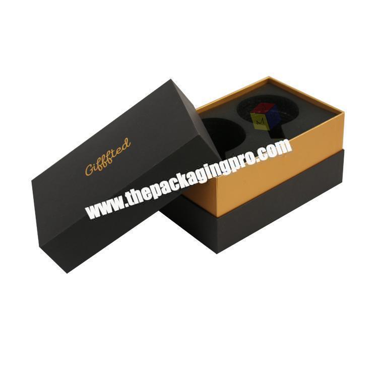 gold foil logo packaging mug box with protect foam