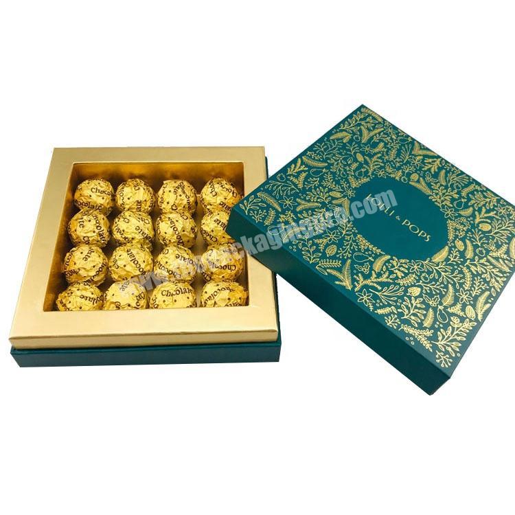 gold foil  pattern 3 pieces lid and base chocolate box chipboard sweets candy gift box with gold tray
