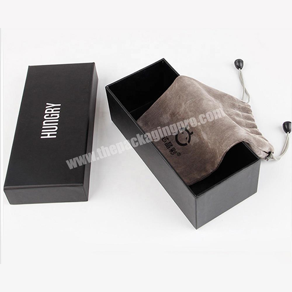 Gold foil stamping logo lid paper box sunglass packing gift black box
