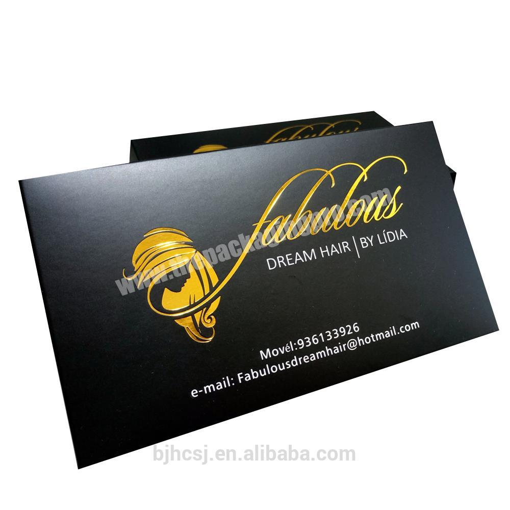 Gold logo printed paper hair extension packaging box