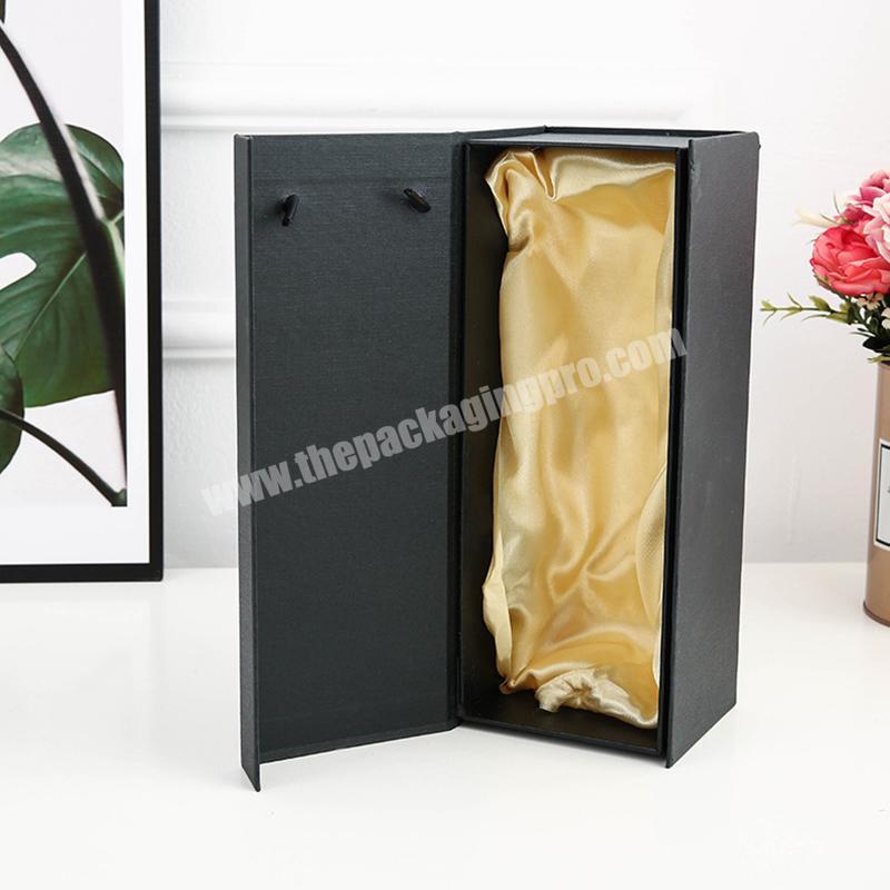 Gold Paper Based And Lid Packaging Black Two Pieces Package Wholesale Lined Luxury Custom Magnetic Closure Gift Box With Satin