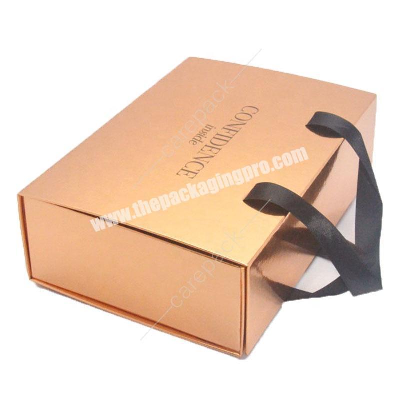 Gold Paper Custom Dress Packaging Box Magnetic Closure Dress Packaging Box Dress Gift Box