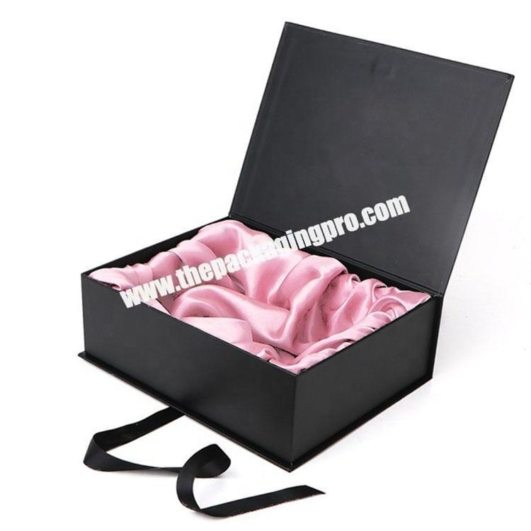 Gold Satin Magnetic Closure Gift Extension Packaging Wig Boxes Custom Logo with Magnet