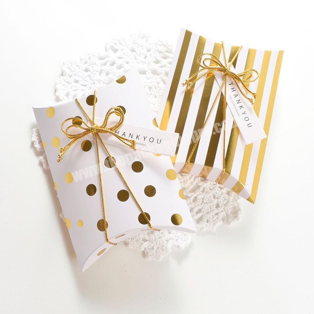 Gold stamping custom candy pillow packaging boxes wedding