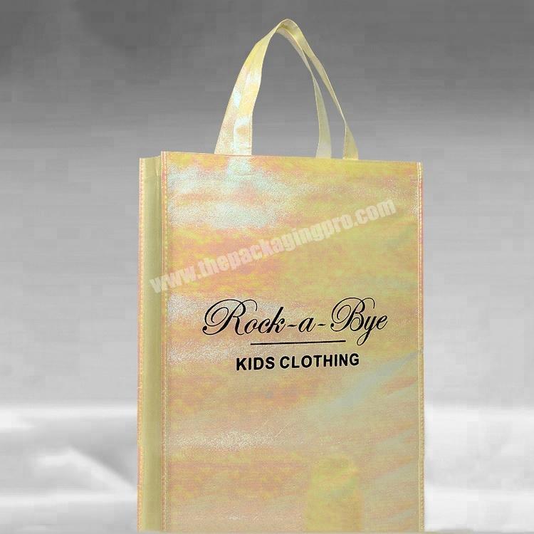 Gold tote bag kids clothing packaging bag eco friendly cloth bags