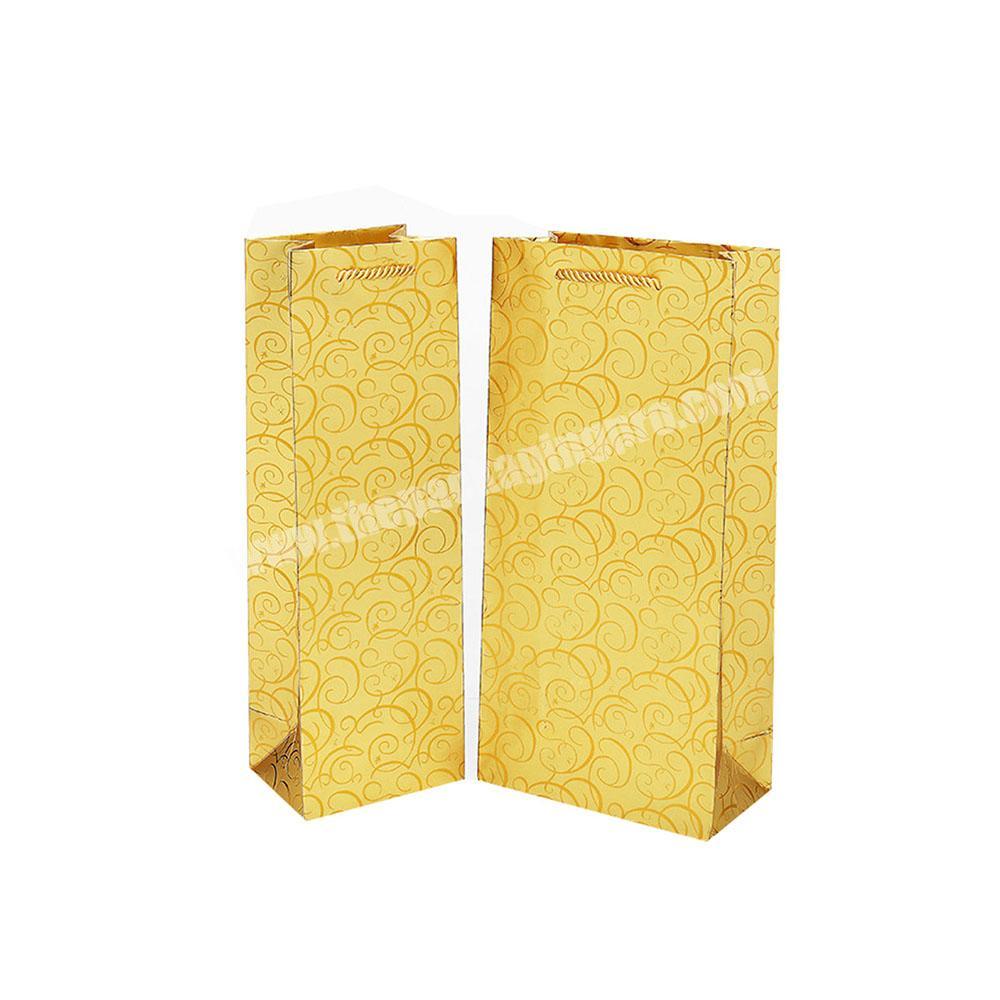 Gold wine bottle gift paper tote bags wholesale