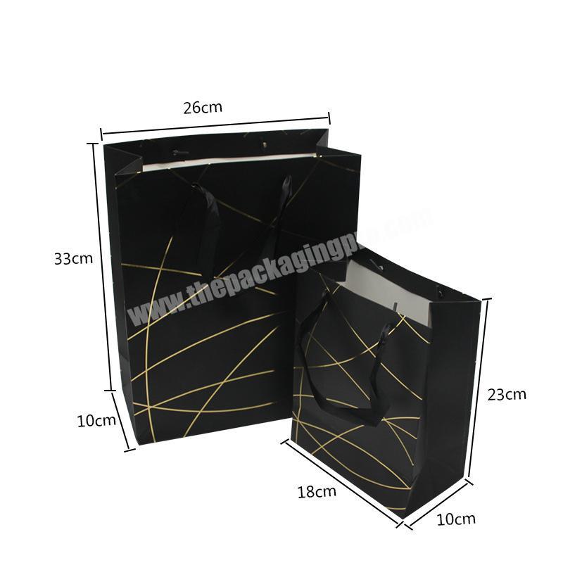 Golden Foil Paper Bag Hot Stamping Gift Black Paper Bag