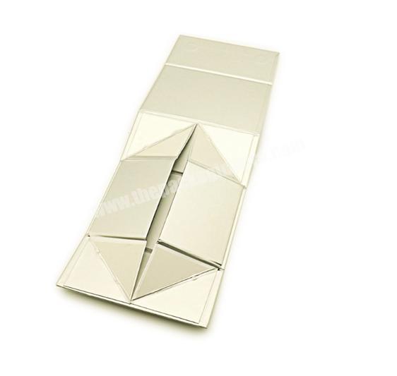 Golden Metallic paper no printing rigid card board foldable box with magnetic closure
