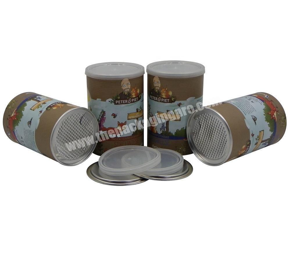 Good Airtight Composite Seed Packaging Paper Cans With Aluminum Foil Liner and Easy Peel Off Lid