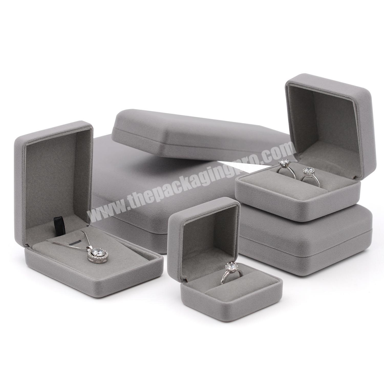 Grey Velvet Jewelry Packaging Box for single ring Manufacturer  velvet high-grade single ring jewelry box