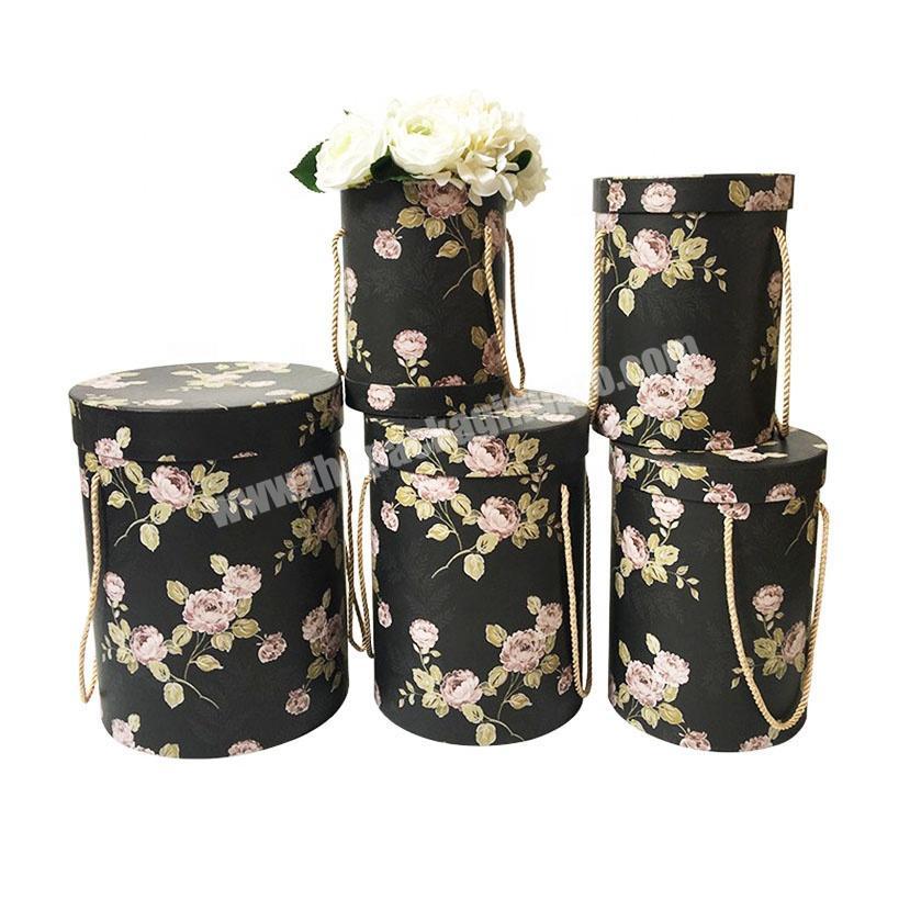 Wholesale Guangdong Factory Custom Logo Cylinder Cardboard Paper Gift Box Round Flower Box Set Rose Packing For Valentine Day