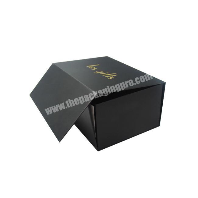 Guangzhou Custom Logo Folding Black Paper Flat Pack Luxury Magnetic Closure Packing  Gift Box Wholesale
