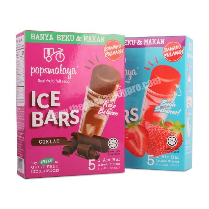 Guangzhou custom print chocolate strawbert candy popsicle ice bar packaging box