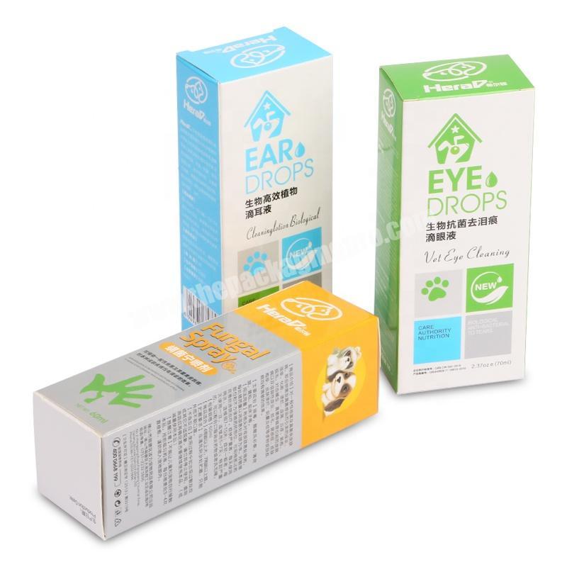 Guangzhou pet product spray bottle art paper packaging box CMYK printing custom
