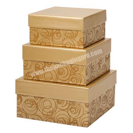 Guangzhou Supplier Luxury Golden Paper Gift Nested Box Set with Square Shape