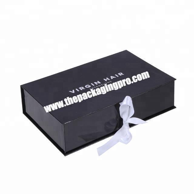 hair bundles packaging hair extension box with ribbon