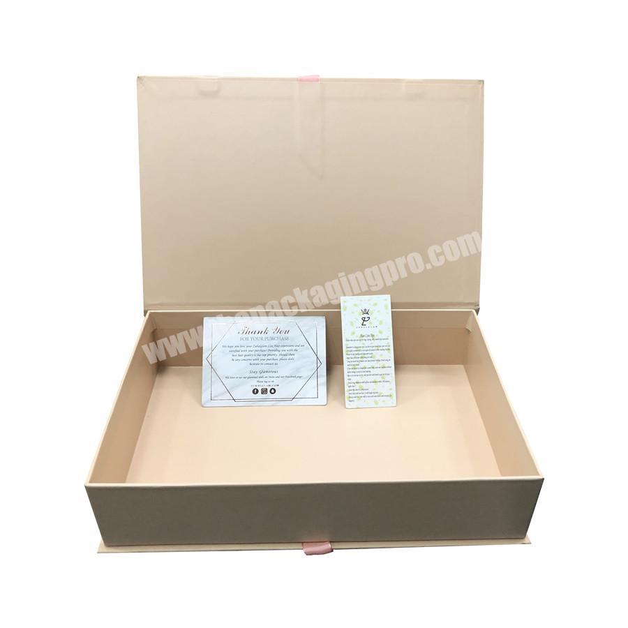 Hair bundles packaging magnetic closure gift box with ribbon