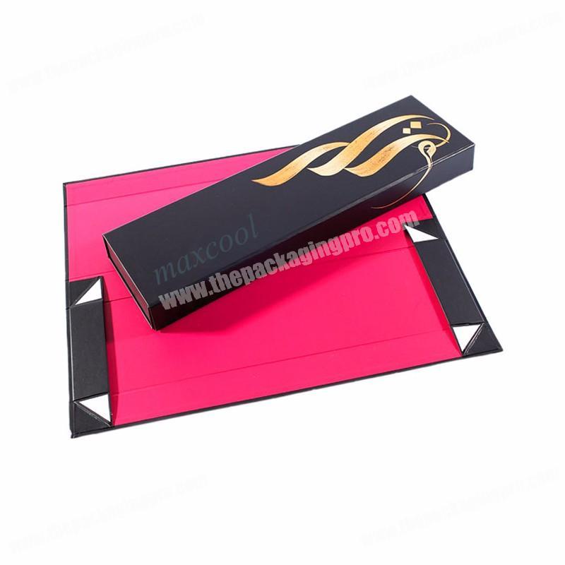 Hair extension custom logo gold foil high end packaging magnetic cheap gift folding box