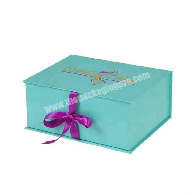 hair extension wig box packaging custom logo with ribbon