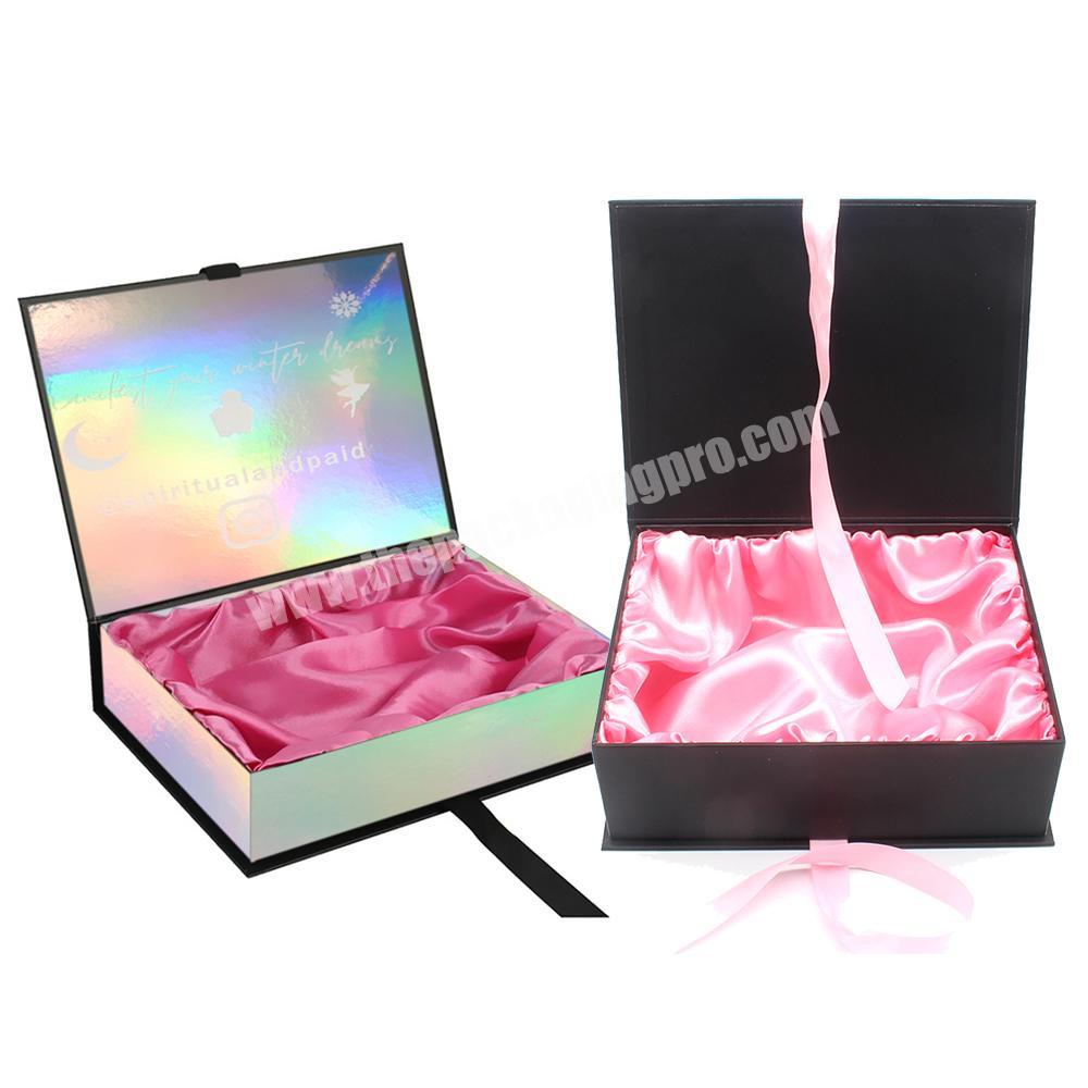 Hair Extensions Wig Shipping Box Glossy Lamination Gold Paper Magnetic Lashes Cardboard Box Chocolate Gift Boxes