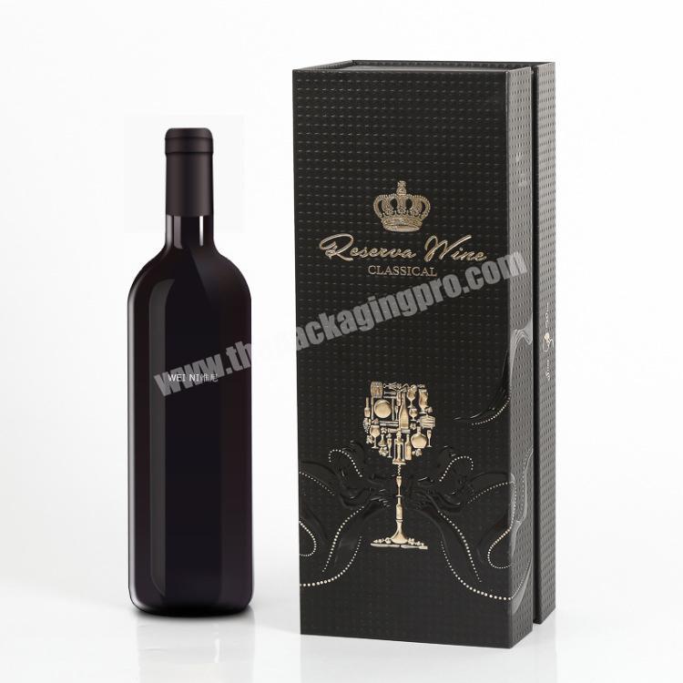 Handmade 2020 Paper Black Magnetic Custom Cardboard Wine Wine Gift Box For 2 Bottle