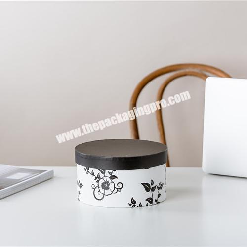 Handmade 3 sizes custom design flower pattern round paper packing paper gift box with lid