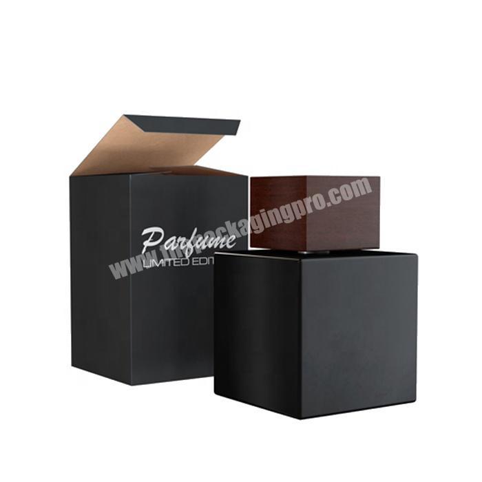 Handmade black paper packaging box for perfume bottles