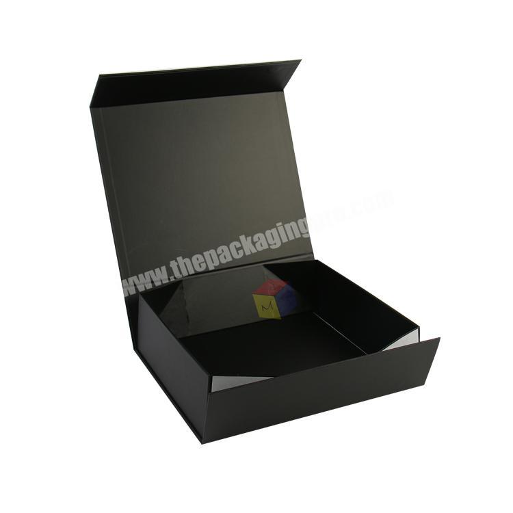 handmade clamshell black packaging boxes for clothing