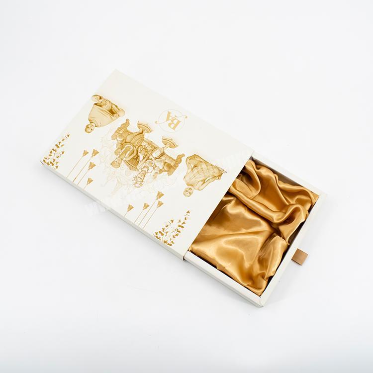 Handmade Custom Gold foil  Packaging  Printed Cardboard Drawer Folding Paper Box