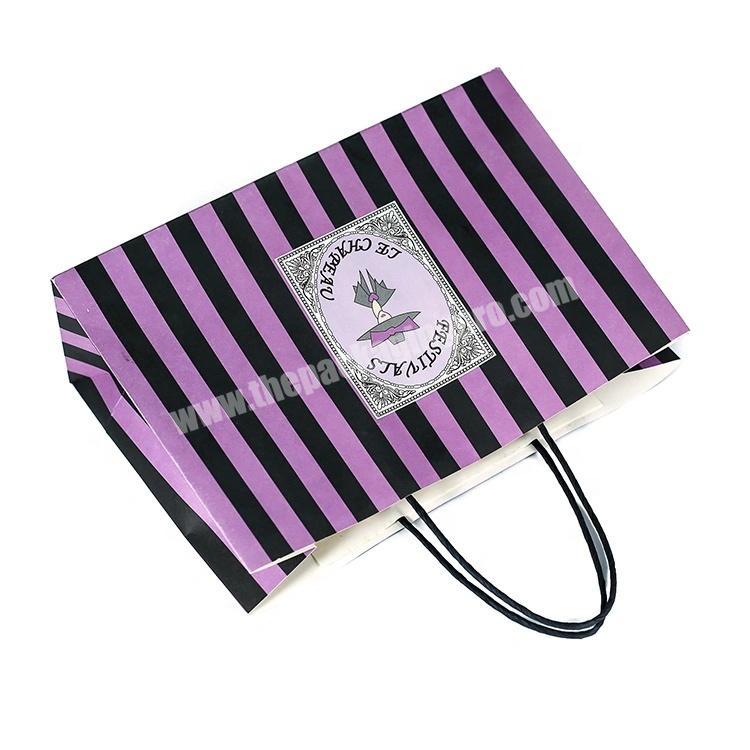 Handmade Custom Logo Printed Purple Streak Kraft Paper Bag for Garment