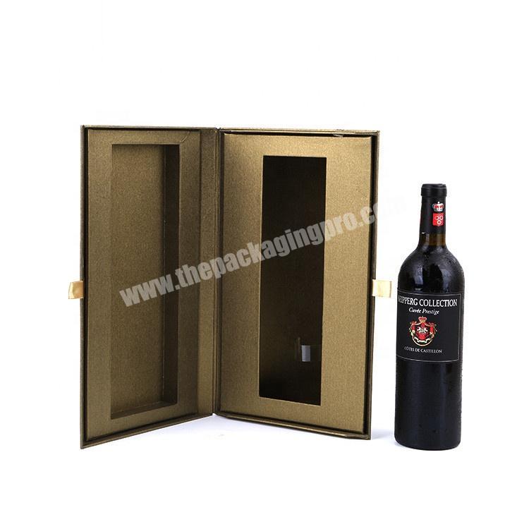Handmade Custom Size Luxury Cardboard Folding Ribbon Closure Single Bottle Wine Gift Box