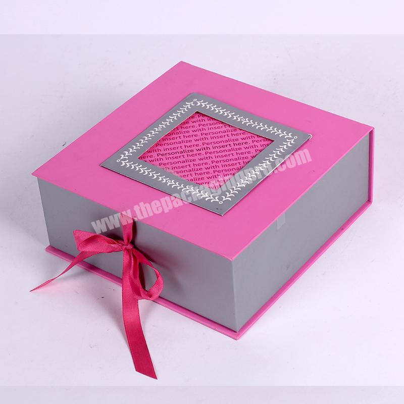 Handmade Door Open Cardboard Magnetic Gift Box with Bow tie Closure