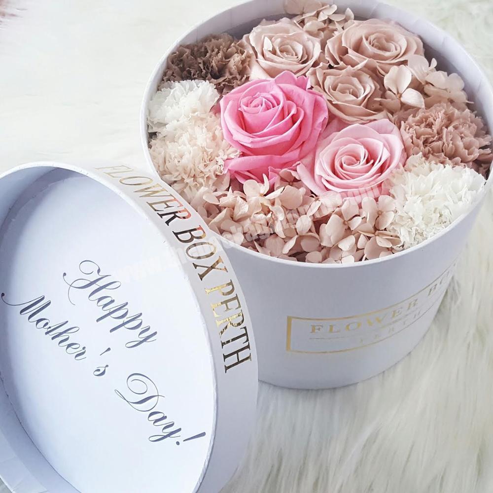 Handmade logo custom paper gift packaging luxury hat round flower box for flowers
