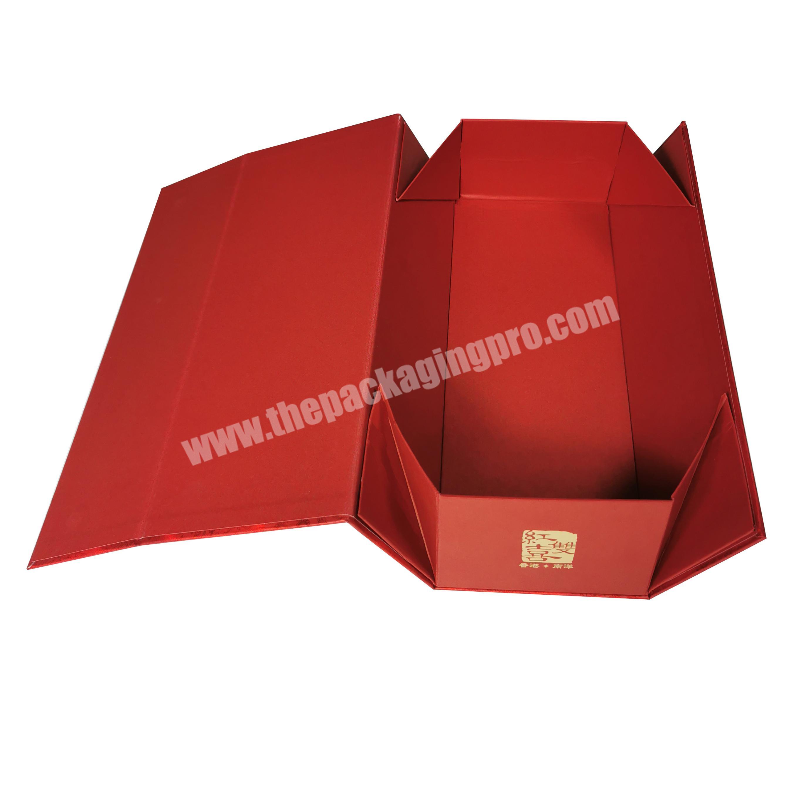 Handmade Luxury custom red foldable magnetic gift box packaging paper gift box