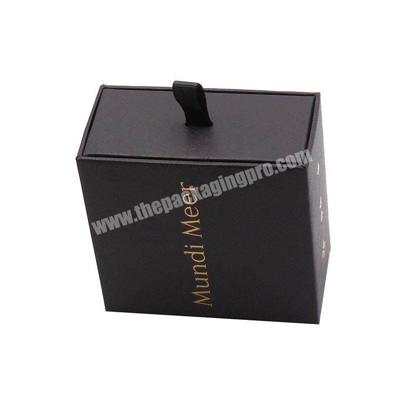 Handmade Luxury Packing Cardboard Sliding Drawer Box Packaging With Ribbon Puller