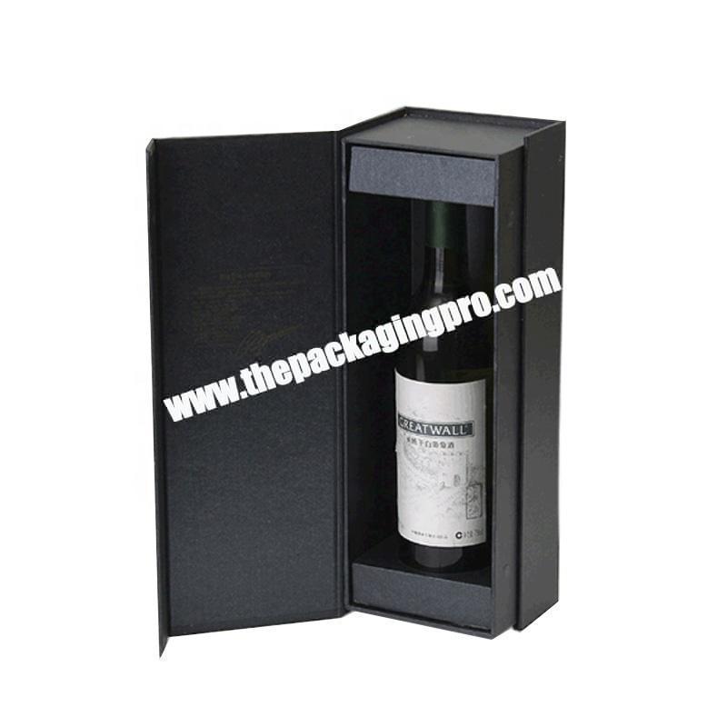 Handmade paper purplish red magnetic custom cardboard wine box one bottle wine gift box