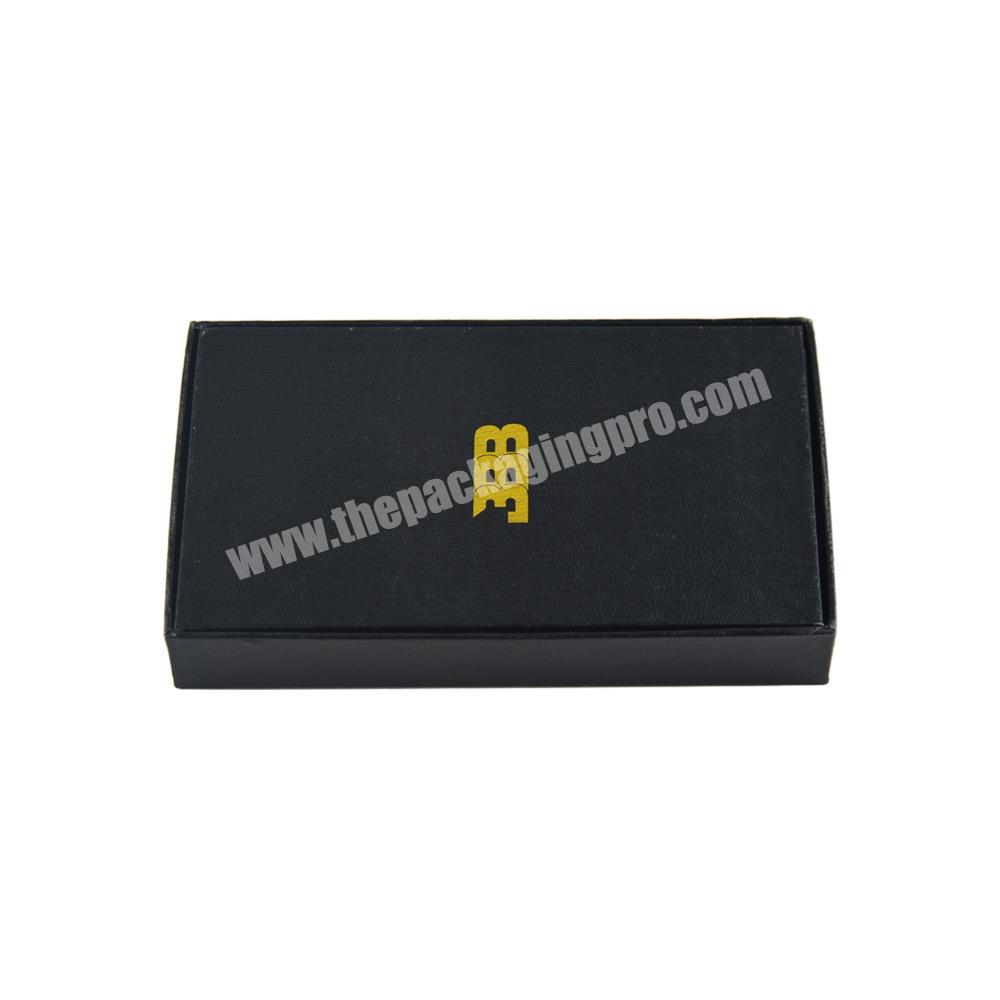 Handmade PU Leather Gold Foil Magnetic Cardboard Black Gift Box With Custom Logo With Clear Window And EVA Insert