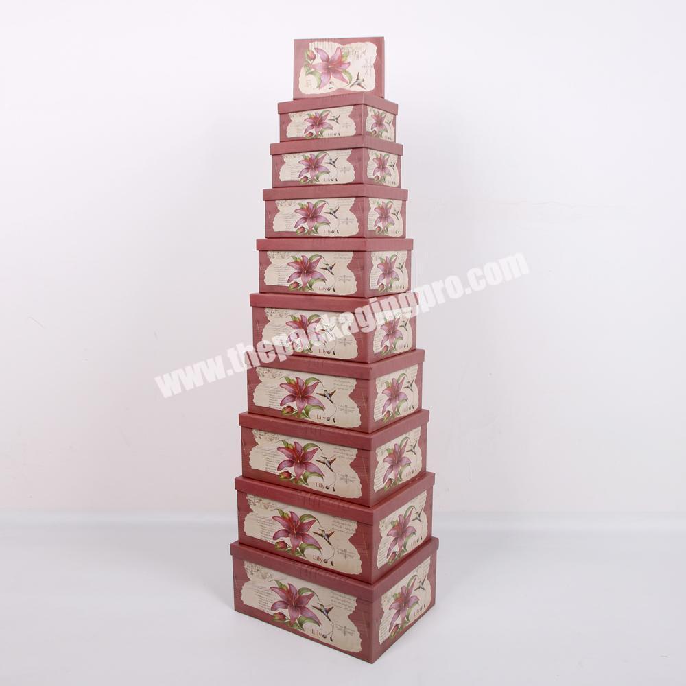 Handmade Rectangle Flower Picture Paper Packaging Gift Box With Lids
