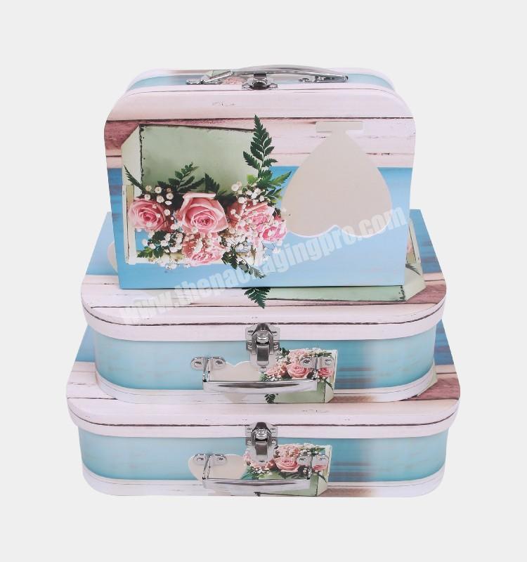 Manufacturer Handmade Small Cardboard Suitcase Gift Packaging Box With Lock And Handle