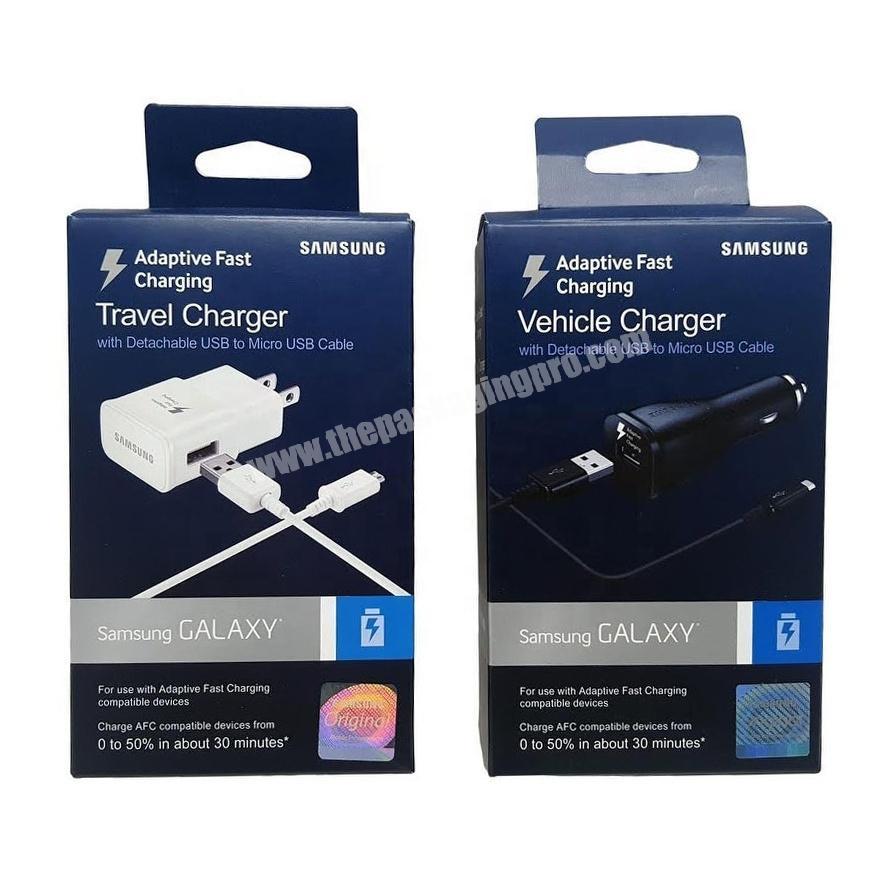 Hanging USB Cell Phone Cable Retail Package box with hang hole