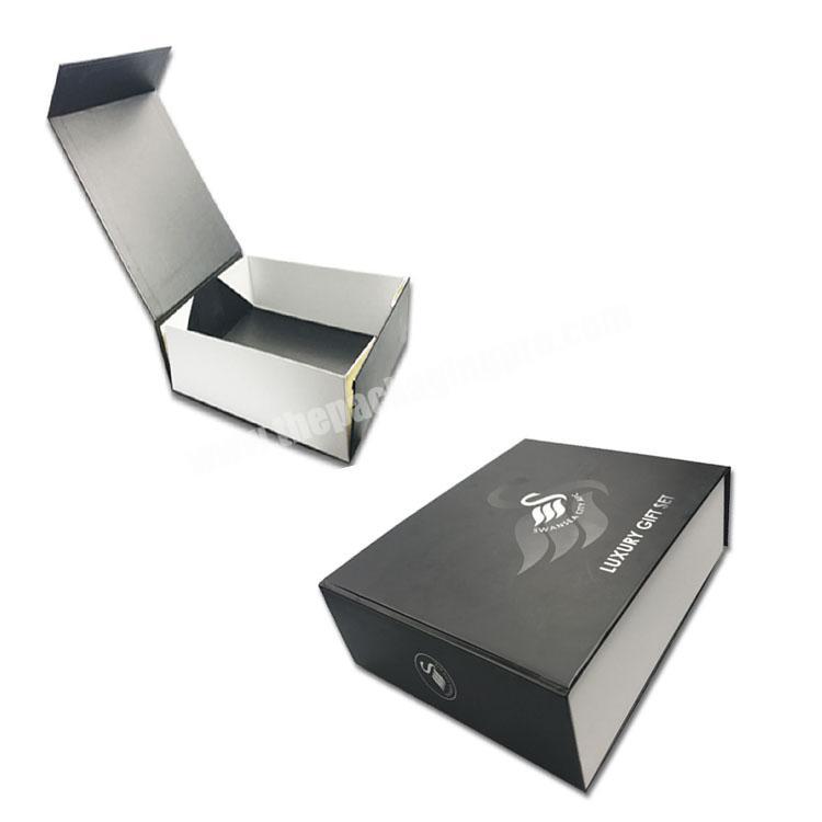 HC Packaging Wholesale New Product Custom LOGO black Folding Magnetic Box for gift